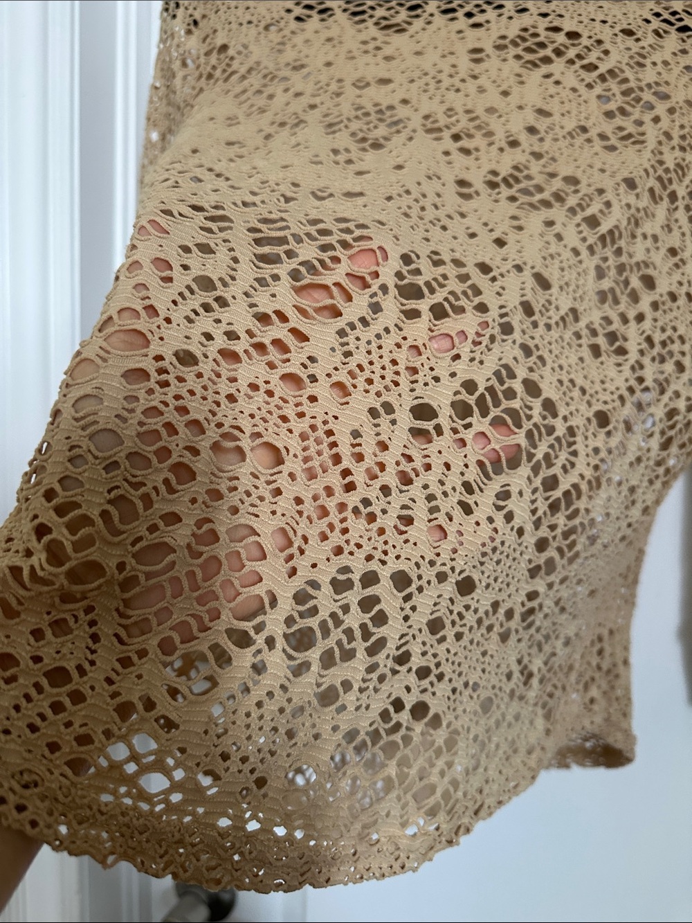 Joseph Ribkoff Tan lace Zip-Front Jacket - Picture 5 of 6